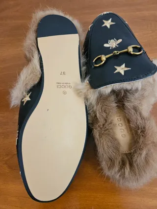 Mocassini Gucci Pelliccia Nero Oro