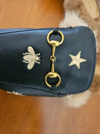 Mocassini Gucci Pelliccia Nero Oro
