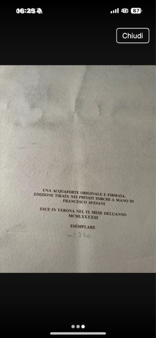 Acquaforte originale firmata Avesani Frances