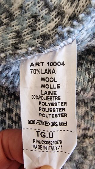 Abrigo Lana Mezcla Azul Gris Beige