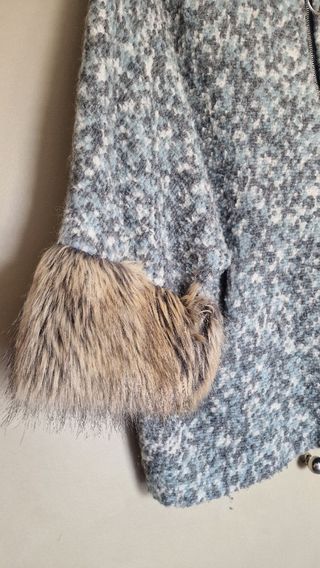 Abrigo Lana Mezcla Azul Gris Beige