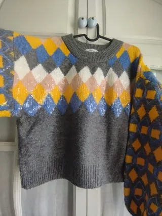 Jersey Zara Rombos Lentejuelas Talla S