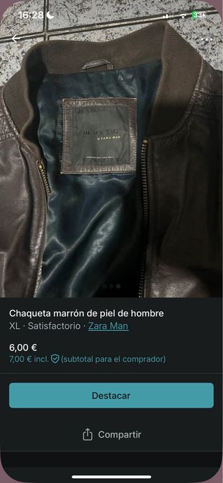 Chaqueta de piel marrón/negra