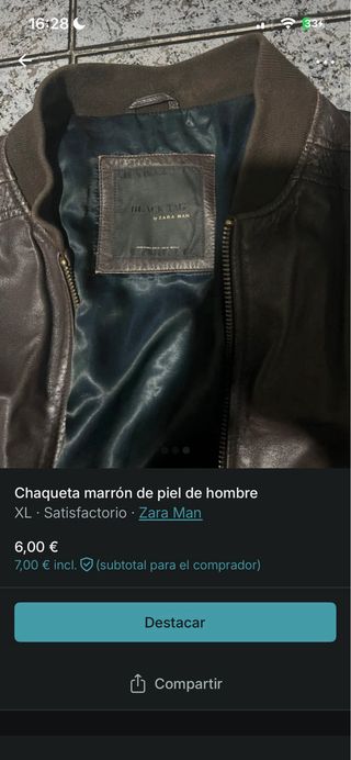 Chaqueta de piel marrón/negra