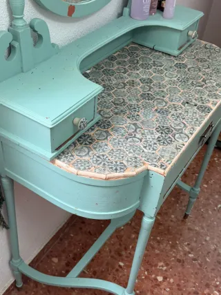 Tocador vintage verde agua