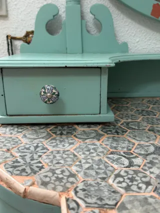 Tocador vintage verde agua