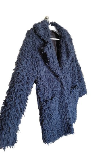Abrigo Pelo Zara Shaggy Azul Petróleo
