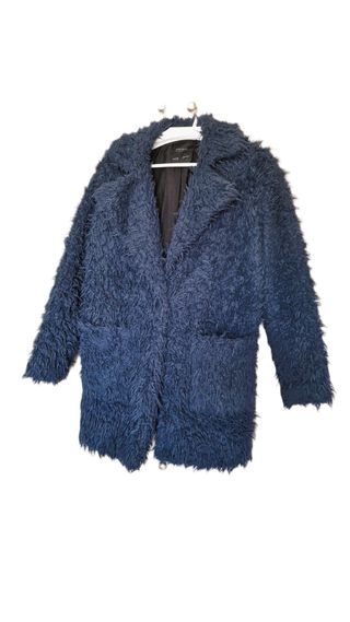 Abrigo Pelo Zara Shaggy Azul Petróleo
