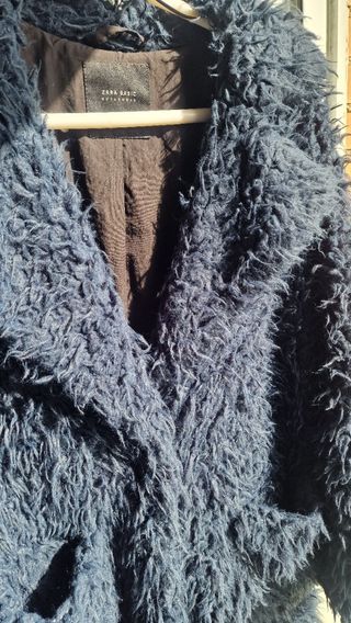 Abrigo Pelo Zara Shaggy Azul Petróleo