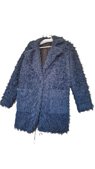 Abrigo Pelo Zara Shaggy Azul Petróleo