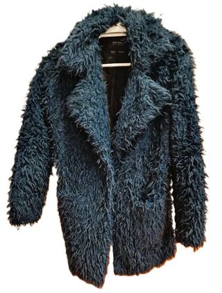 Abrigo Pelo Zara Shaggy Azul Petróleo