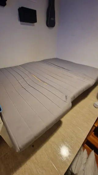 Sofá Cama Gris Tela y Metal