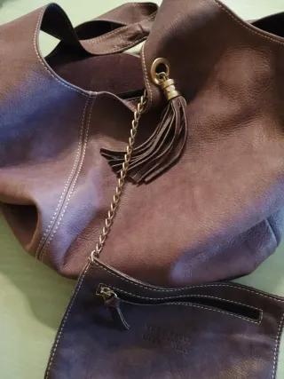 Borsa secchiello pelle viola made in Italy