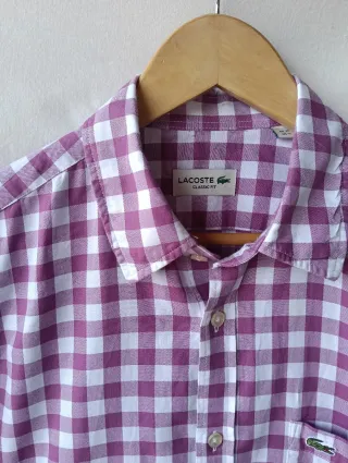Camisa Lacoste Cuadros Rosa Talla M