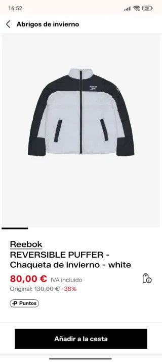 Abrigo Reebok 2 en 1 reversible mujer