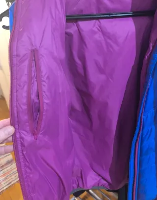 Chaqueta Ternua plumas azul y rosa Talla M