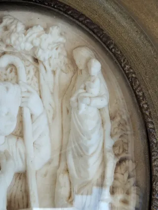 Miniatura ovale in schiuma di mare scena pastorale