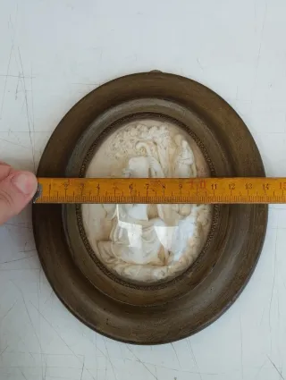 Miniatura ovale in schiuma di mare scena pastorale