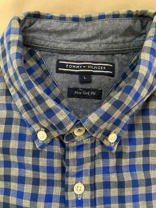 Camisa Tommy Hilfiger cuadros azul y gris Talla L