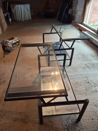 Mesa de centro cristal abatible