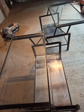 Mesa de centro cristal abatible