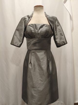 Vestido fiesta plateado con torera