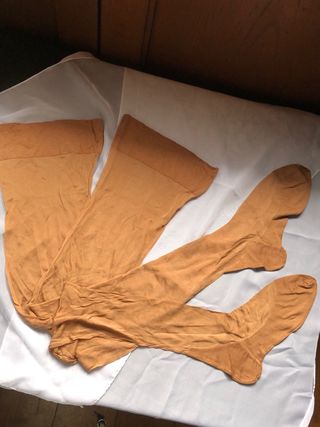 Medias vintage costura liguero beige