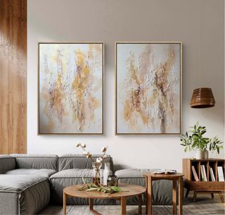 Díptico GRANDE abstracto para salón (100x140cm).
