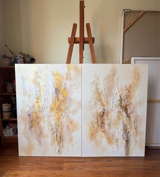 Díptico GRANDE abstracto para salón (100x140cm).