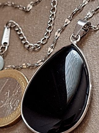 Collana  con pendente in Tormalina Nera Naturale