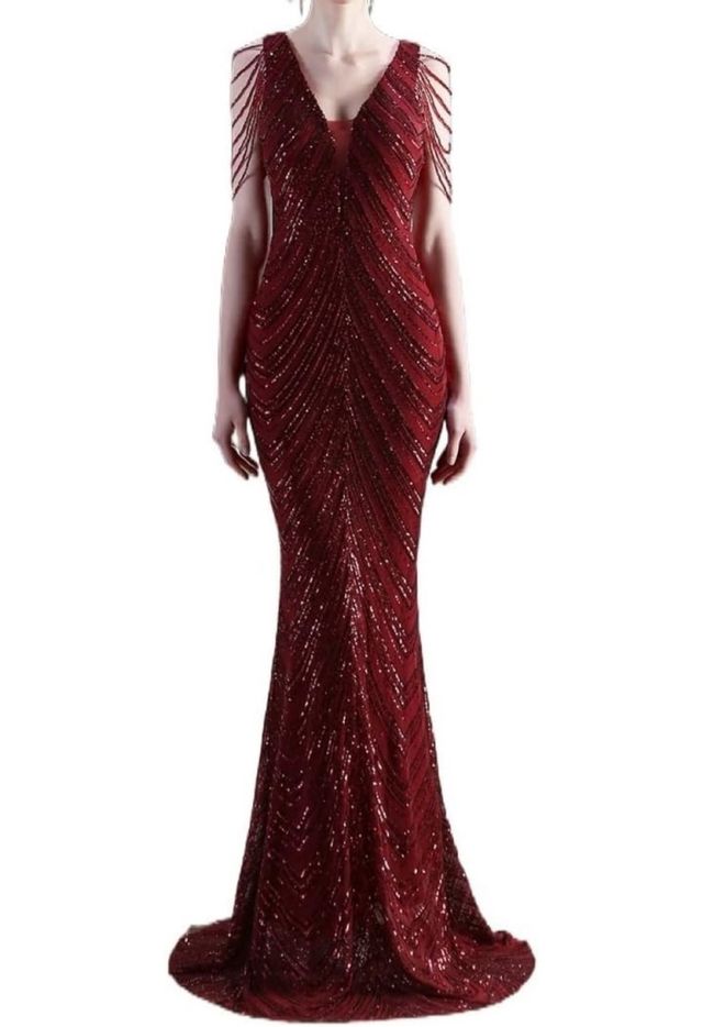 Vestido de Noche Sirena Rojo Marca: KALIMMU
