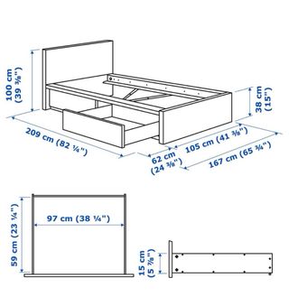 Oferta finde. Cama de 90 Ikea Malm con 2 cajones.