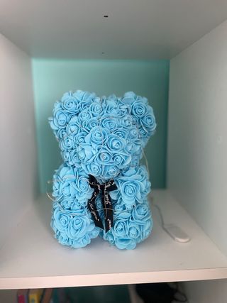 Oso de peluche azul con luces LED