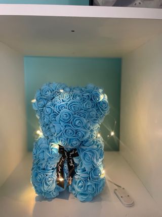 Oso de peluche azul con luces LED