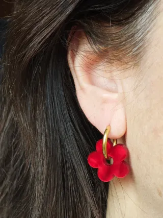 Pendientes aro con flor