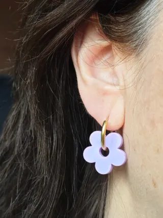 Pendientes aro con flor