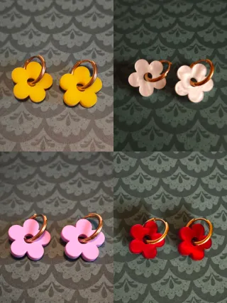 Pendientes aro con flor