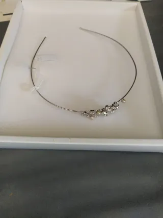 Diadema Tiara Flores y Perlas Plata