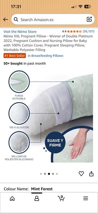 Almohada Embarazo Niimo XXL Mint Forest