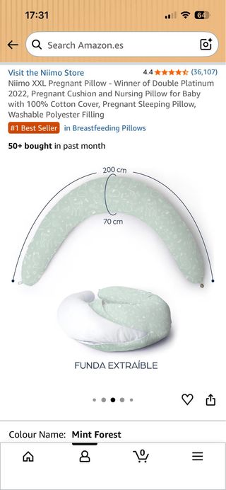 Almohada Embarazo Niimo XXL Mint Forest