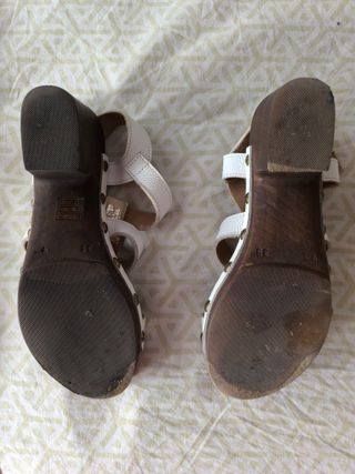 Sandalias Cressy Piel Talla 39 Doradas y Plateadas