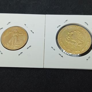 🇺🇸🇲🇽2 MONEDAS ANTIGUAS DE COLECCIÓN (r39)