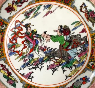 Par de platos chinos antiguos porcelana