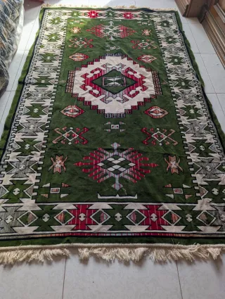 Alfombra Persa 210x130cm Verde y Roja