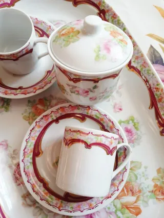 Set caffè porcellana decorato floreale