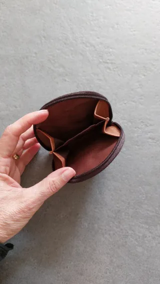 Portamonete uomo pelle patchwork marrone