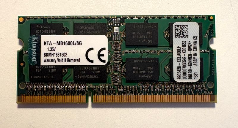2x Kingston 8GB DDR3L 1600MHz SODIMM
