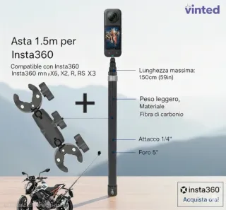 Asta 1.5m + supporto con morsetto Insta360