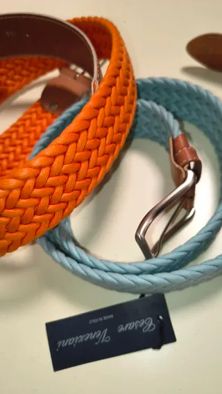 Cinture Cesare Viancini intrecciate 1blu e 1aranci