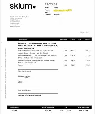 Sofá modular Bruna chaise longue 2 piezas 3 plazas